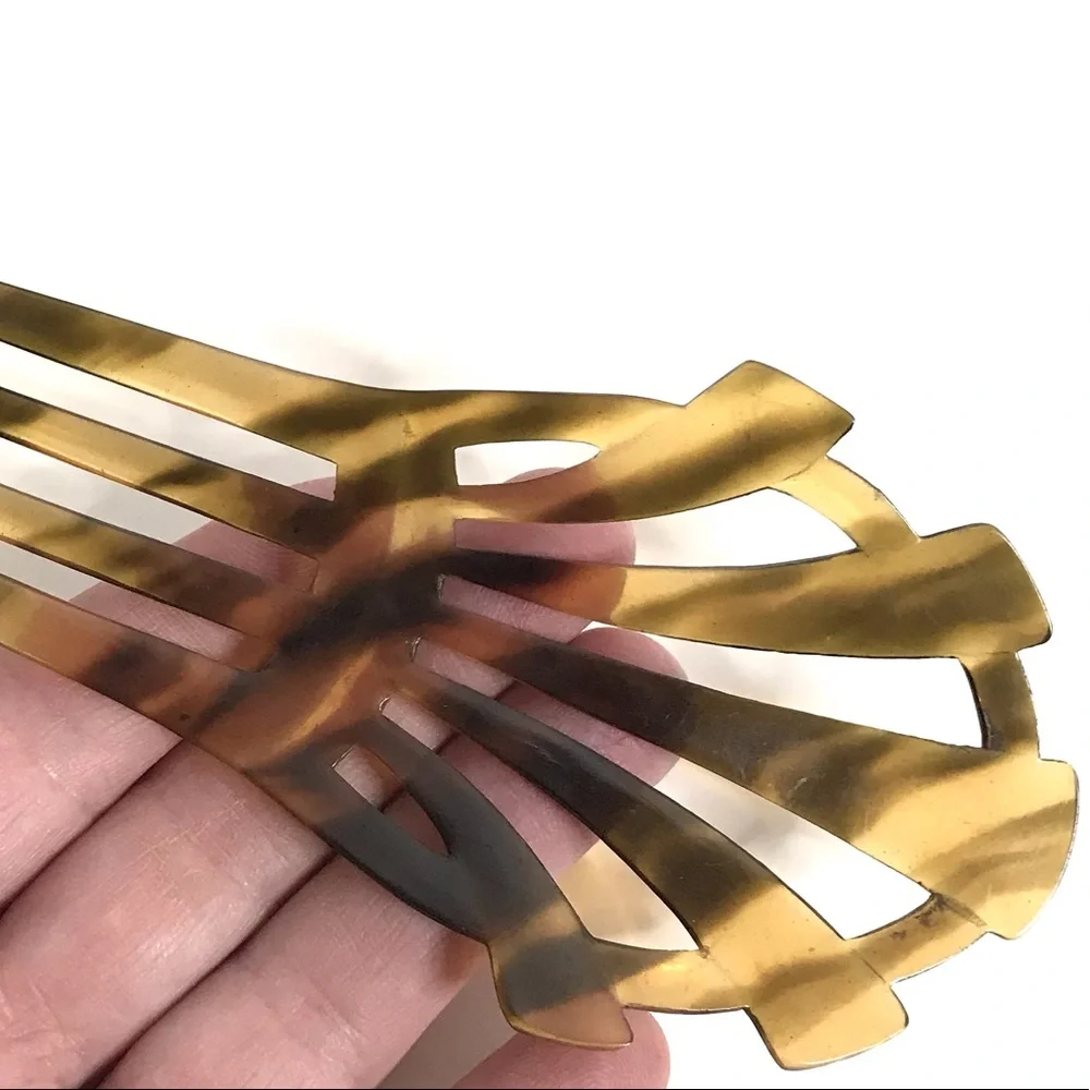 Vintage Hair Comb Faux Tortoise Shell Celluloid